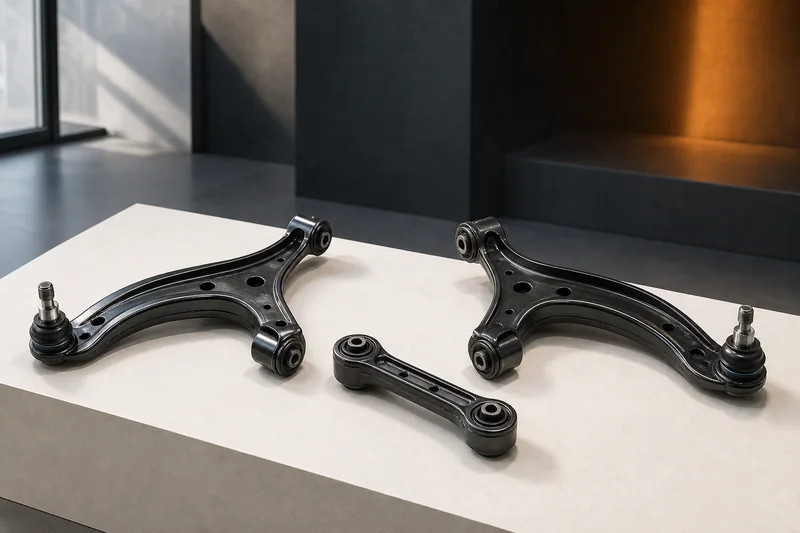 Unbranded left and right lower control arms with bushes, ball joints and mounting points visible
