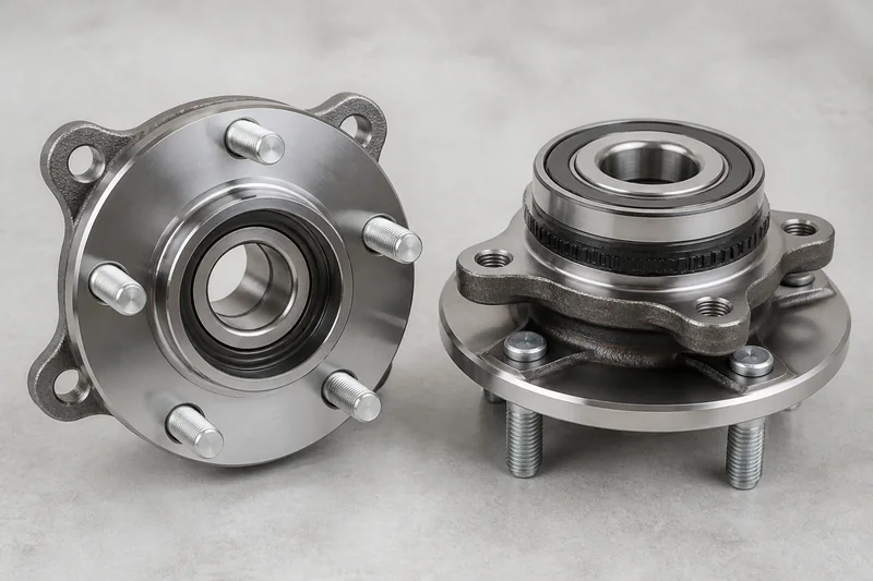 Two unbranded rear wheel hub and bearing assemblies with studs, sealed bearings, encoder surfaces and flanges