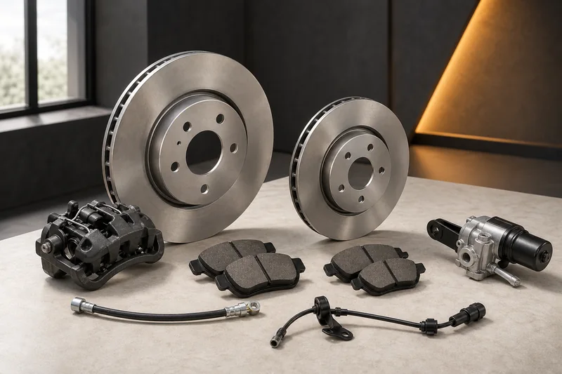 Unbranded brake discs, pad sets, caliper, hose, ABS sensor and parking-brake component