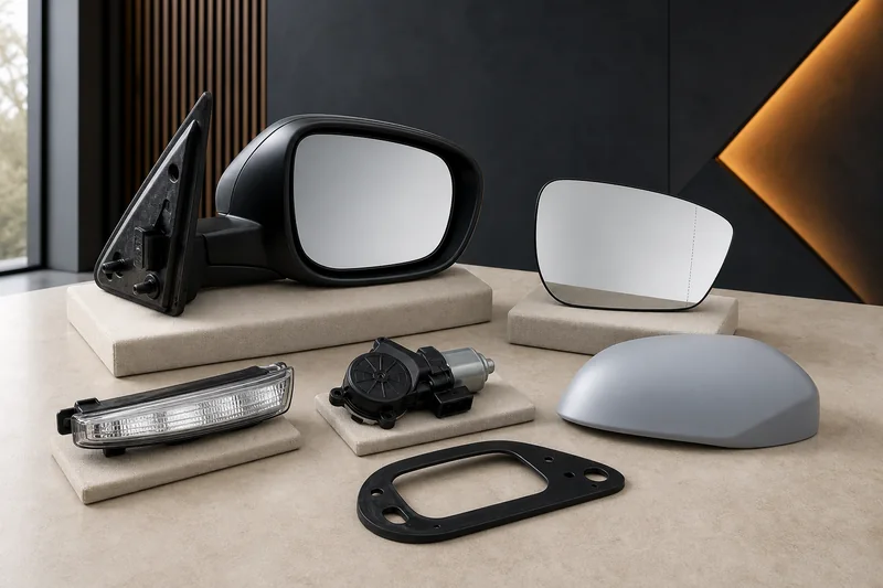 Unbranded door mirror, heated glass, indicator, motor, primer cap and mounting gasket