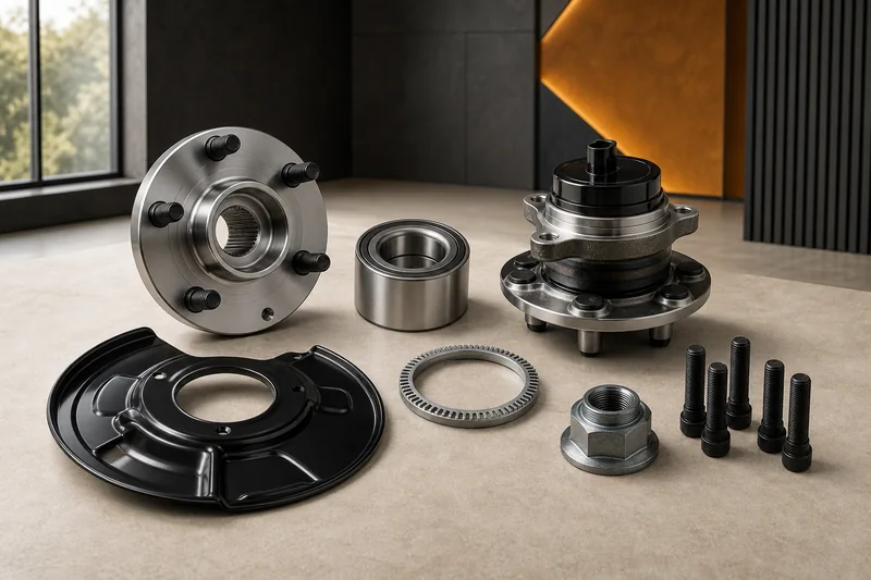 Unbranded hub, pressed bearing, hub-bearing unit, encoder ring, shield and axle hardware